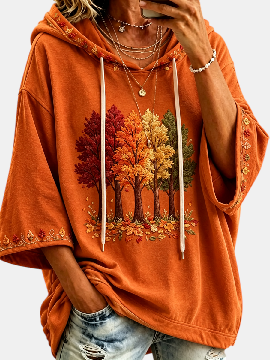 Damen-Hoodie mit herbstlichem Print – Produktansicht 1