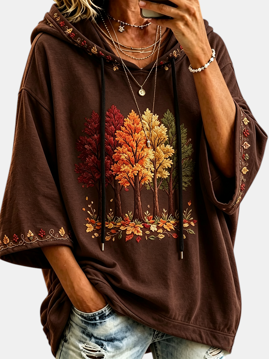 Damen-Hoodie mit herbstlichem Print – Produktansicht 3