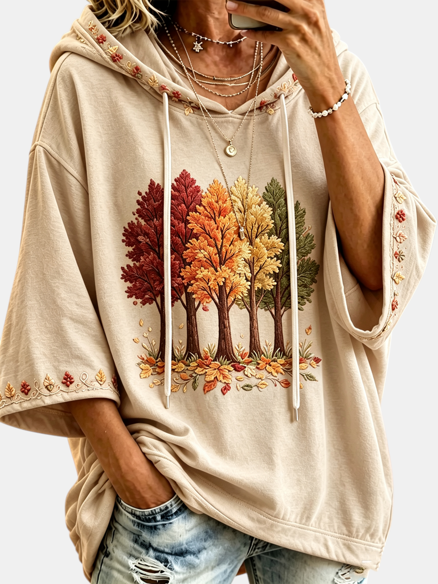 Damen-Hoodie mit herbstlichem Print – Produktansicht 2